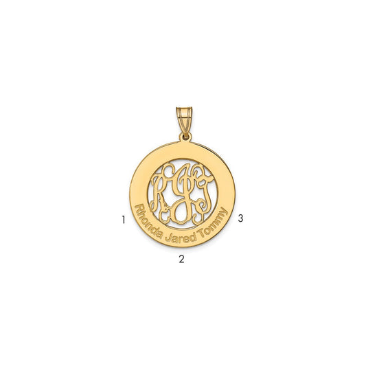 Sterling Silver/Gold-plated Round Family Monogram Pendant