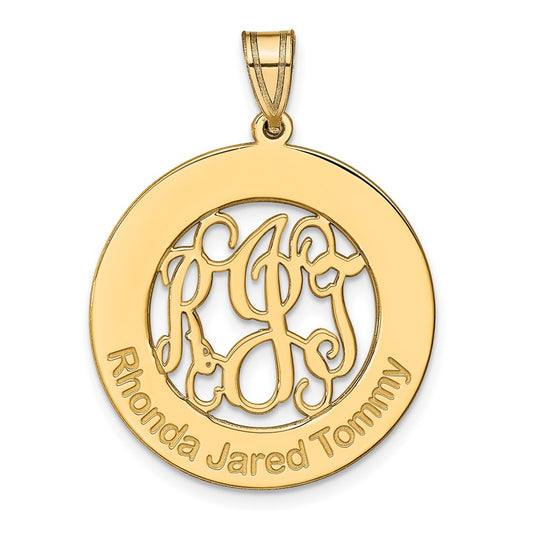 10k Yellow Gold Round Family Monogram Pendant