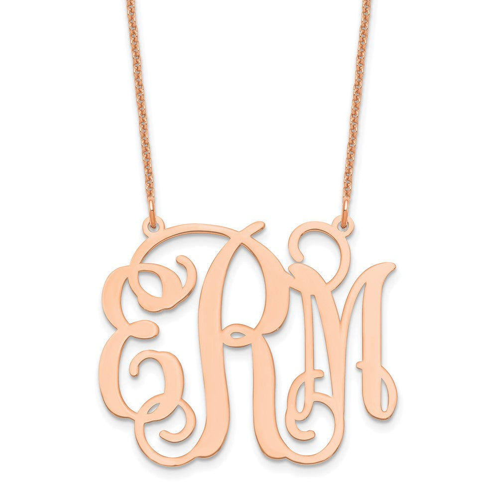 14k Rose Gold Large Monogram Necklace