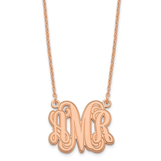 Sterling Silver/Rose-plated Etched Monogram Necklace