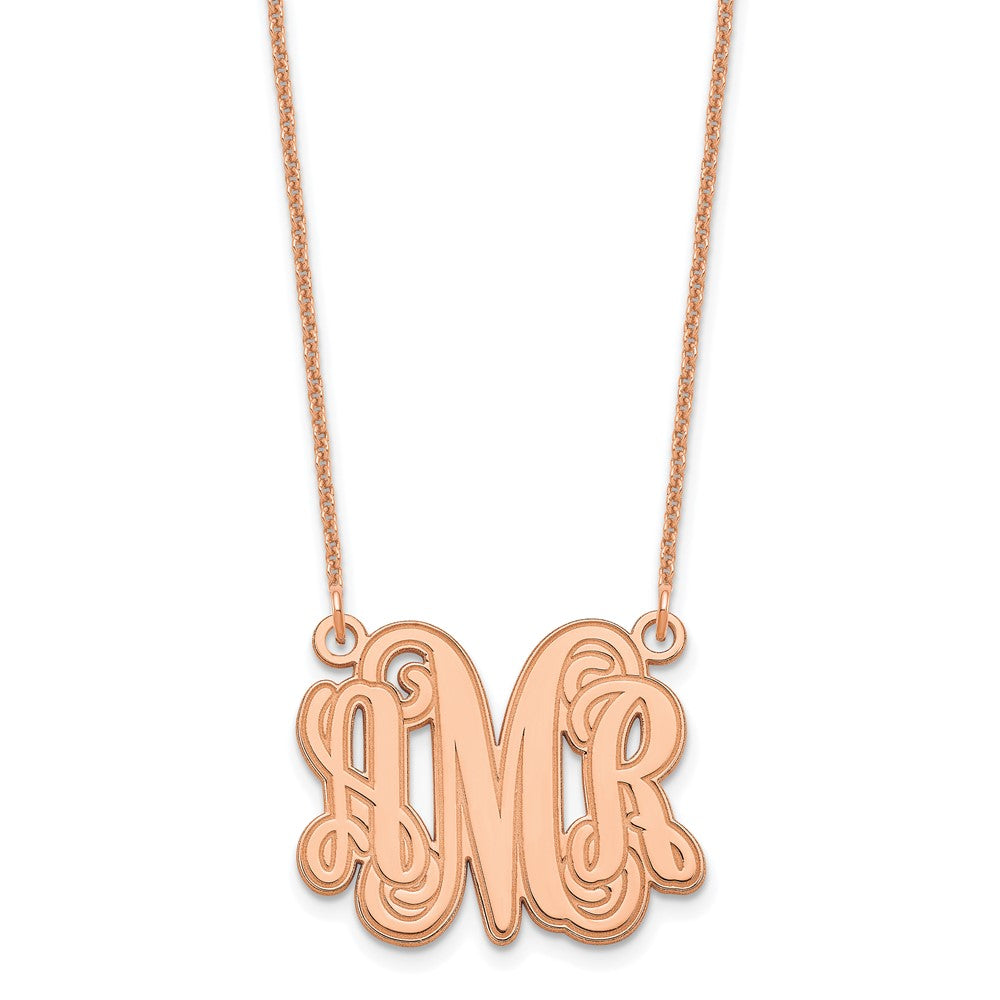 14k Rose Gold Etched Monogram Necklace