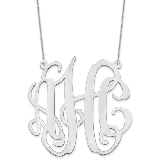 14k White Gold Large Monogram Necklace