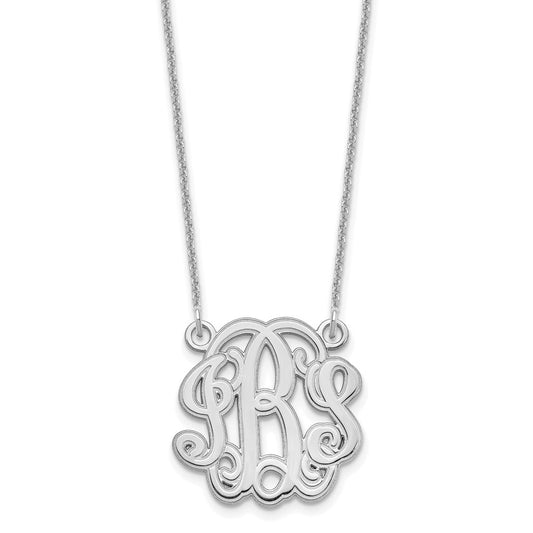 10k White Gold Etched Monogram Necklace