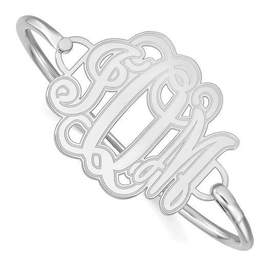 10k White Gold Etched Monogram with Sterling Silver bangle