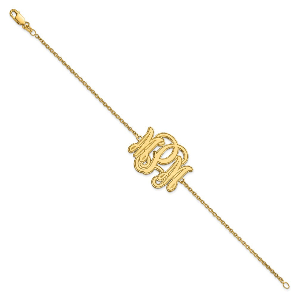 14k Yellow Gold Etched Monogram Bracelet