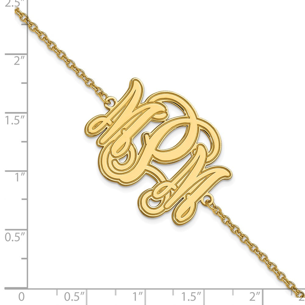 Sterling Silver/Gold-plated Etched Monogram Bracelet