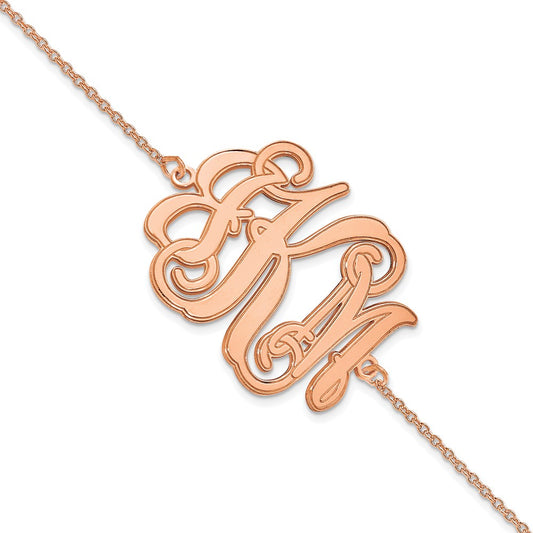 14k Rose Gold Etched Monogram Bracelet
