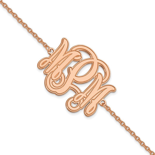 Sterling Silver/Rose-plated Etched Monogram Bracelet