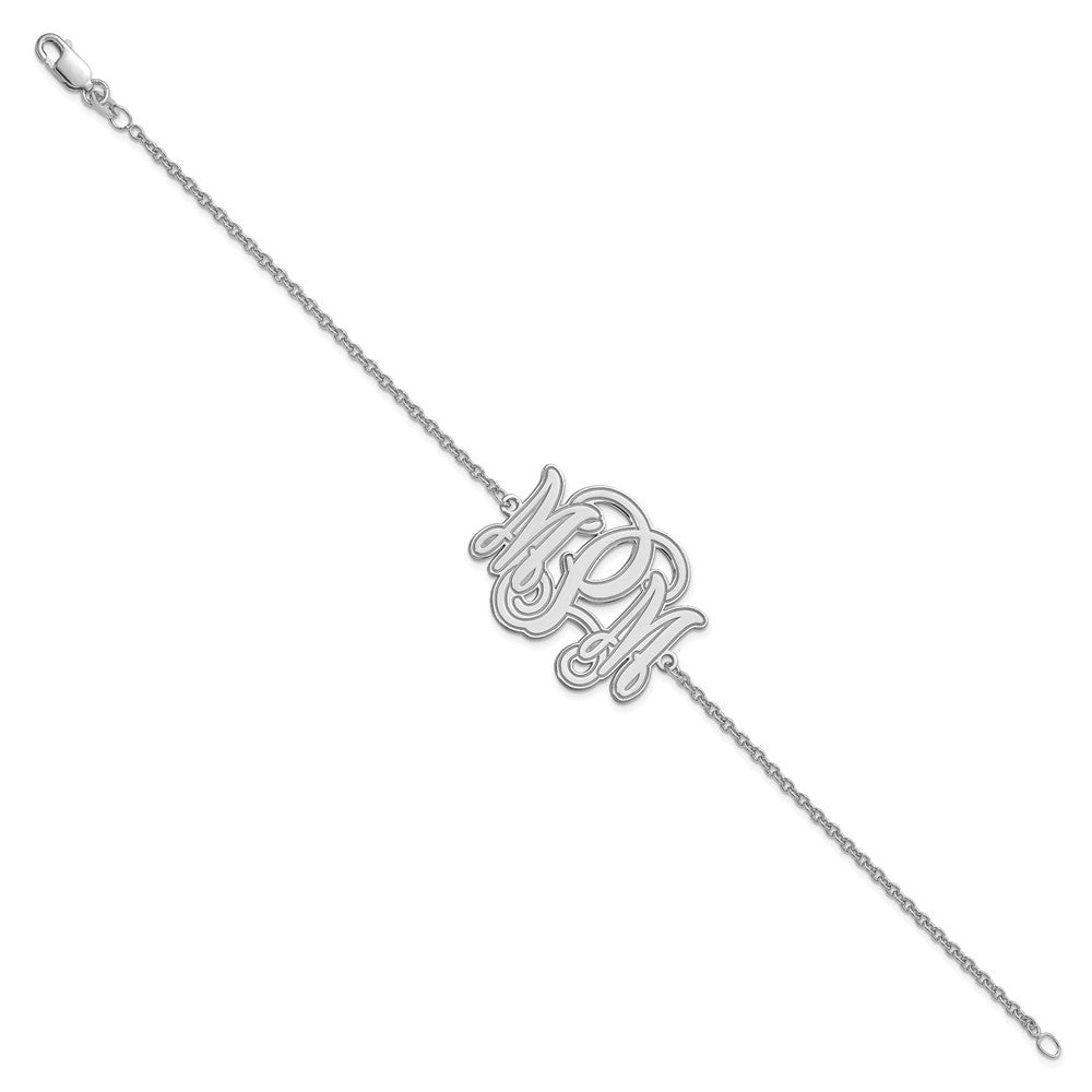 14k White Gold Etched Monogram Bracelet