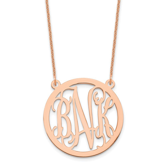 14k Rose Gold Round Monogram Necklace