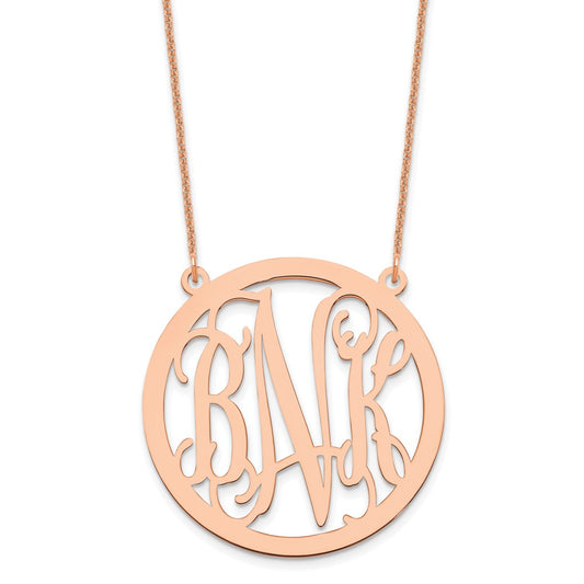 14k Rose gold Large Round Monogram Necklace
