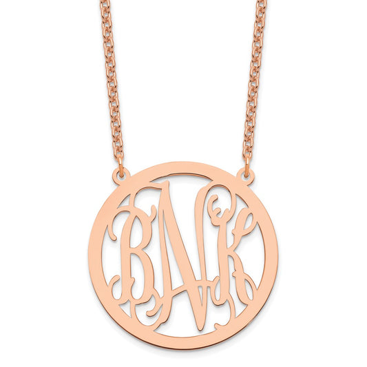 Sterling Silver/Rose-plated Large Round Monogram Necklace