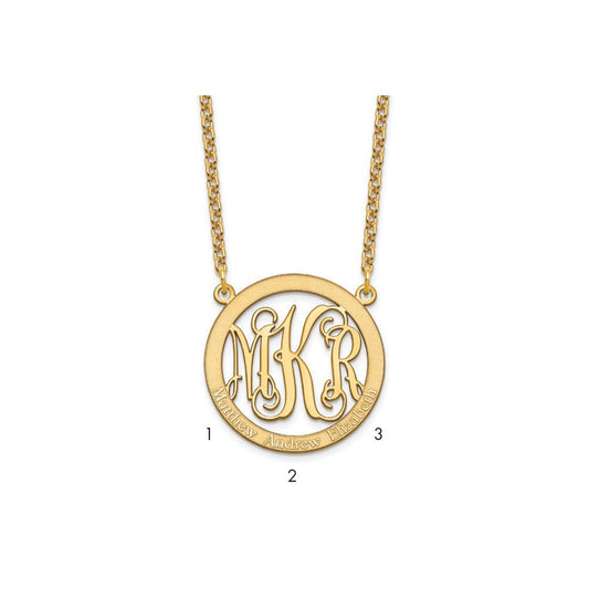 Sterling Silver/Gold-plated Small Family Monogram Necklace