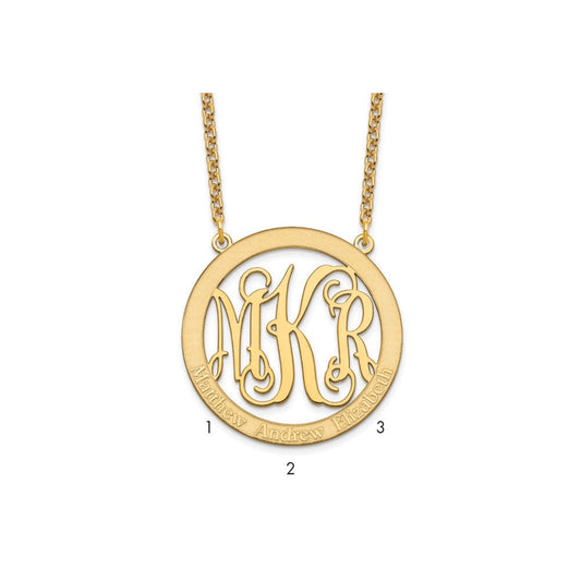Sterling Silver/Gold-plated Large Family Monogram Necklace