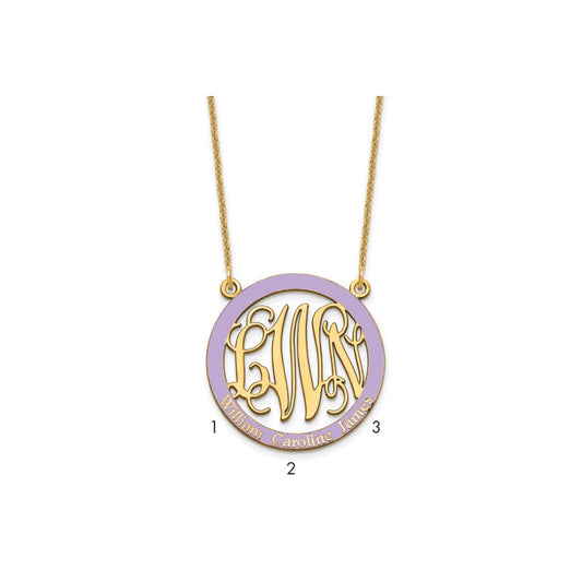 14k Yellow Gold Small  Family Monogram w/Epoxy  Necklace