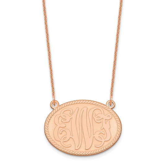 14k Rose Gold Brushed Monogram Necklace