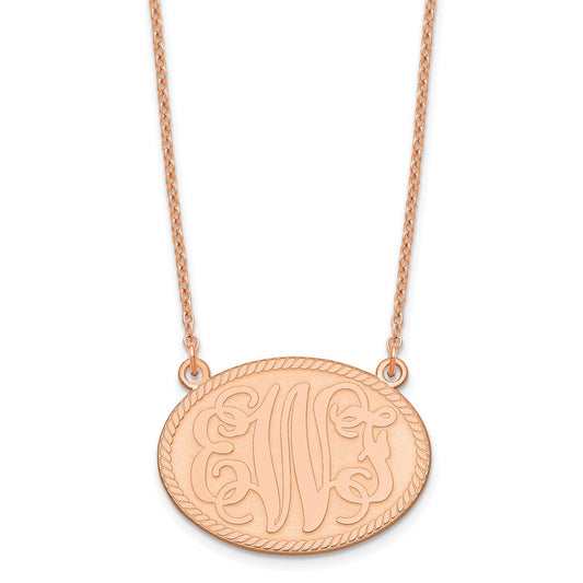 Sterling Silver/Rose-plated Brushed Monogram Necklace