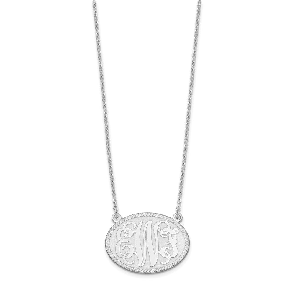 Sterling Silver/Rhodium-plated Brushed Monogram Necklace