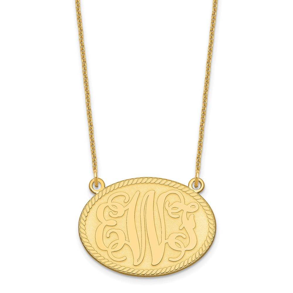14k Yellow Gold Brushed Monogram Necklace