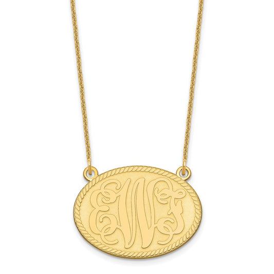 14k Yellow Gold Brushed Monogram Necklace