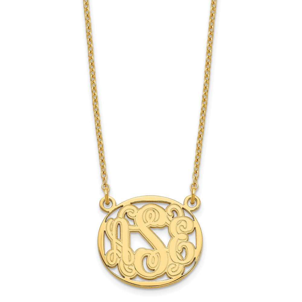 Sterling Silver/Gold-plated Etched Oval Monogram Necklace