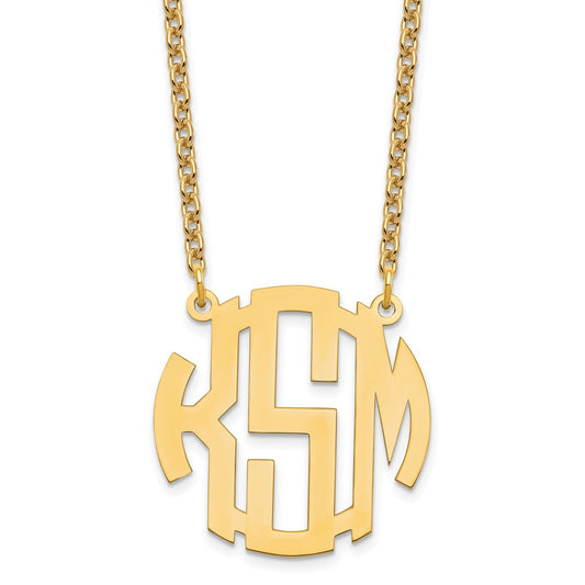 Sterling Silver/Gold-plated Small Round Monogram Necklace