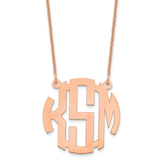 14k Rose Gold Small Round Monogram Necklace
