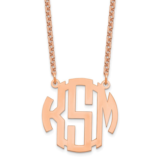 Sterling Silver/Rose-plated Small Round Monogram Necklace