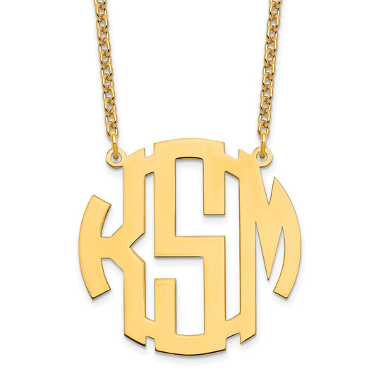Sterling silver/Gold-plated Large Round Monogram Necklace