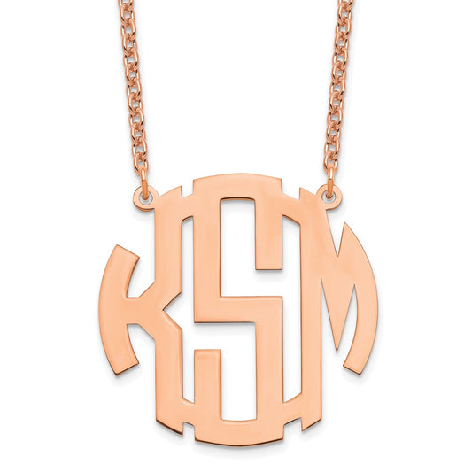 Sterling Silver/Rose-plated Round Monogram Necklace
