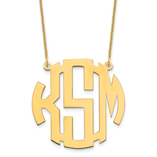 14k Yellow Gold Round Monogram Necklace
