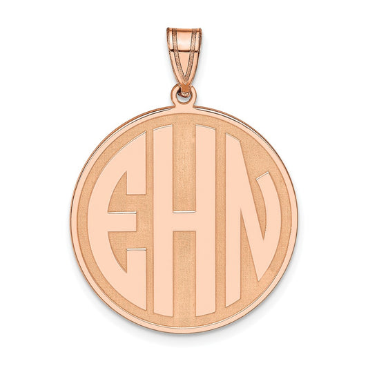 Sterling Silver/Rose-plated Round Block Letter Monogram Pendant