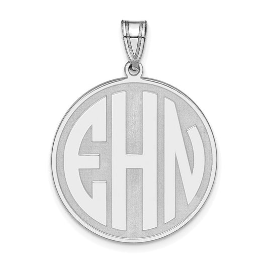 Sterling Silver/Rhod-plated Round Block Letter Monogram Pendant