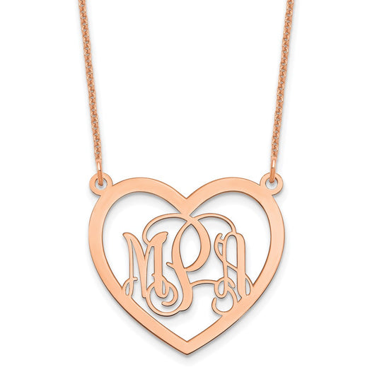 14k Rose Gold Monogram Heart Necklace