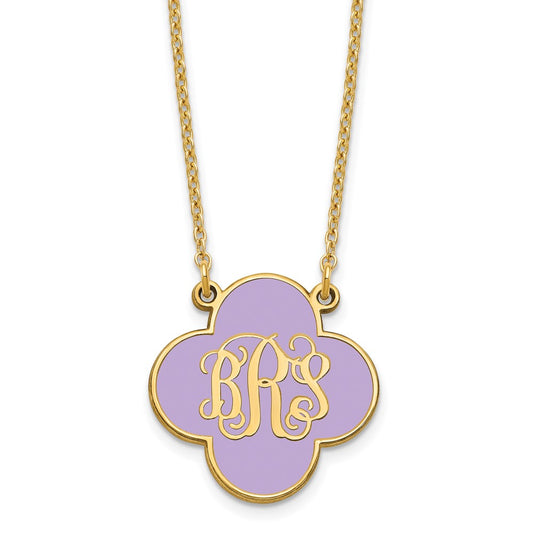Sterling Silver/Gold-plated Clover Monogram w/Epoxy Necklace