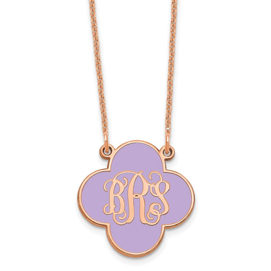 14k Rose Gold Clover Monogram w/Epoxy Necklace