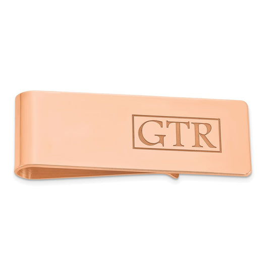 14k Rose Gold Recessed Letter Monogram Money Clip