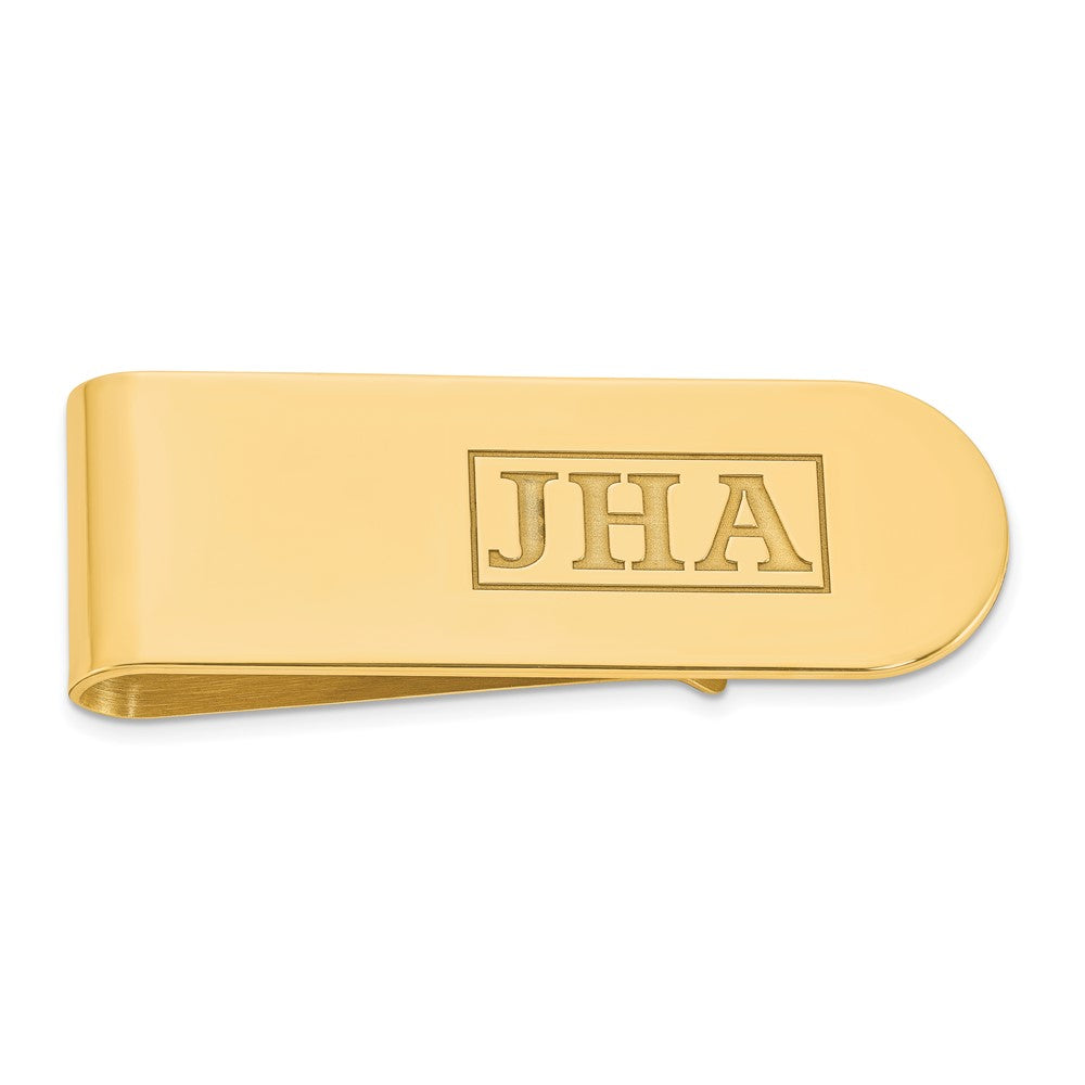 14k Yellow Gold Recessed Letter Monogram Money Clip
