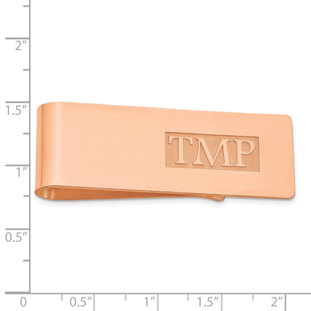 Sterling Silver/Rose-plated Raised Letter Monogram Money Clip