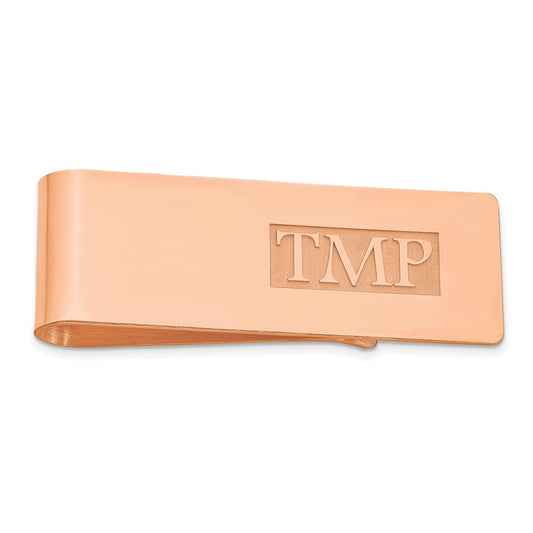 14k Rose Gold Raised Letter Monogram Money Clip