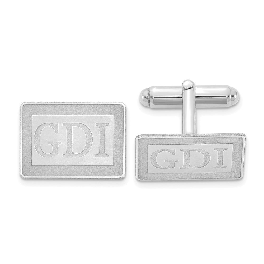 SS/Rhod-plated Recessed Letter Rectangle Monogram Cuff Link