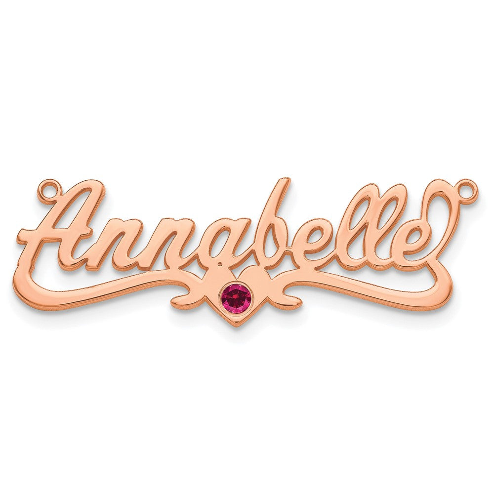 SS/Rose-plated with Gold-plated Bezel Birthstone Heart Name Plate
