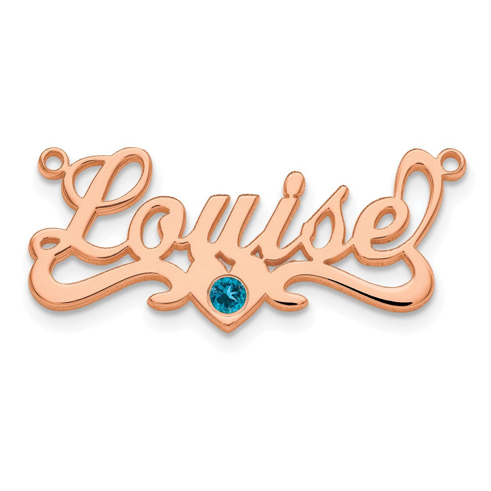 SS/Rose-plated with Gold-plated Bezel Birthstone Heart Name Plate