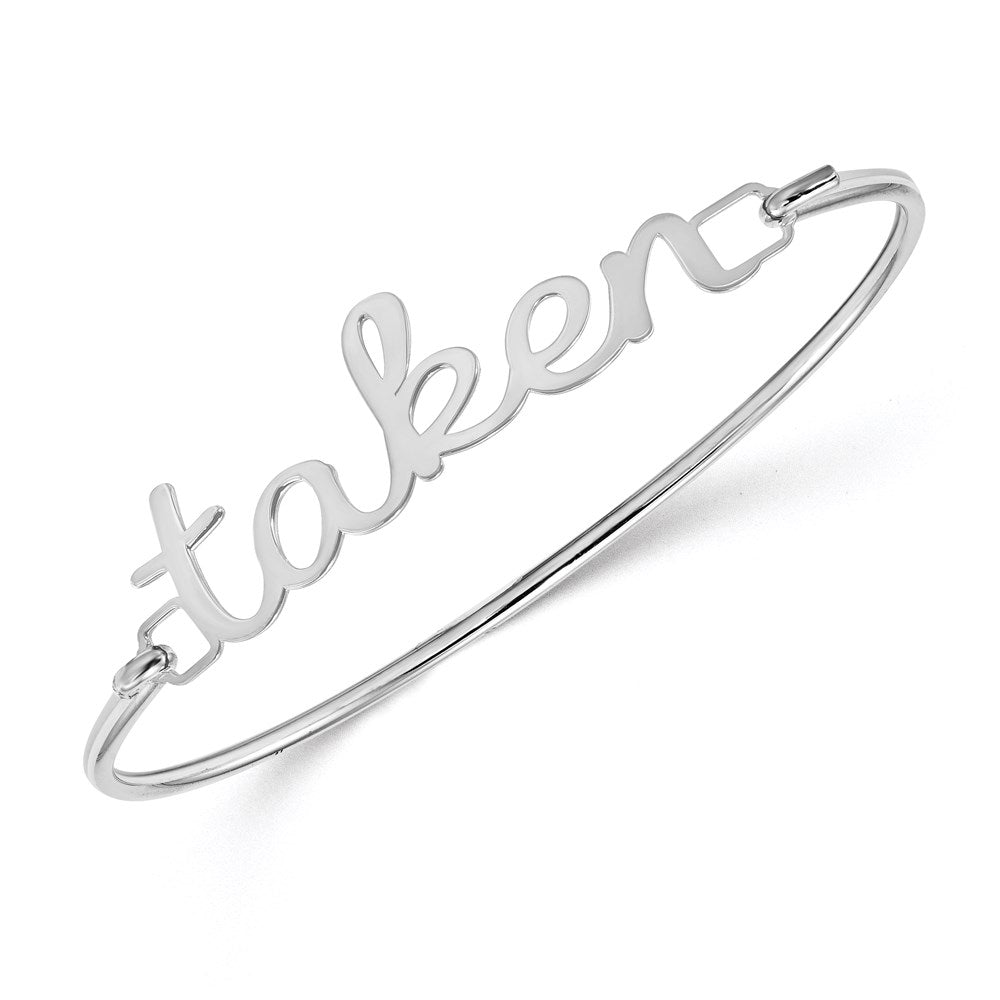 10k White Gold Name Plate on Sterling Silver Bangle