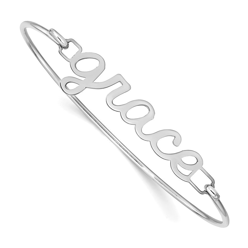 10k White Gold Name Plate on Sterling Silver Bangle
