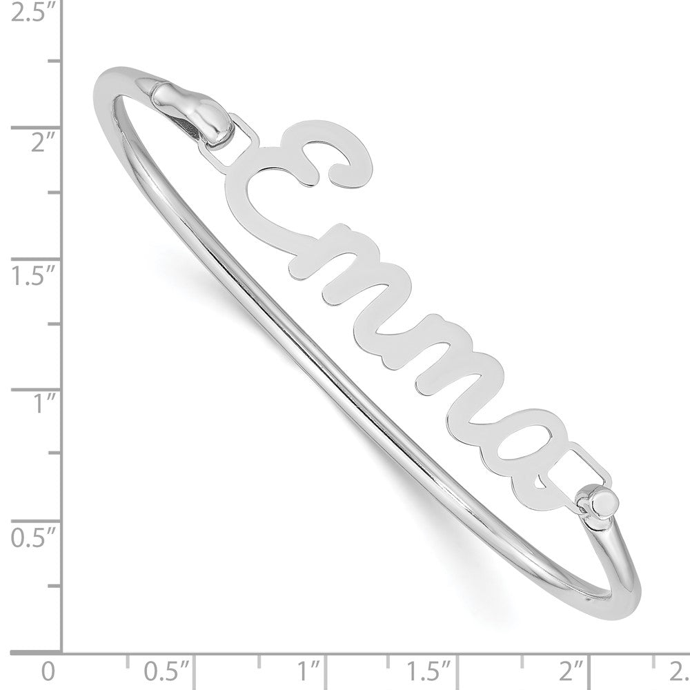 14k White Gold Name Plate on Sterling Silver Bangle