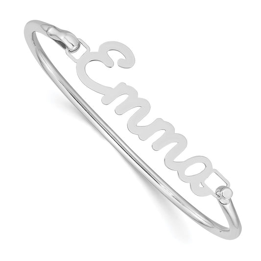 10k White Gold Name Plate on Sterling Silver Bangle