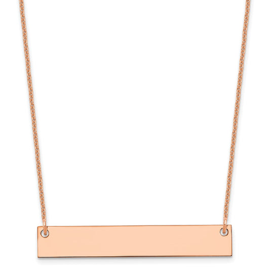 14k Rose Gold Medium Blank Bar Necklace