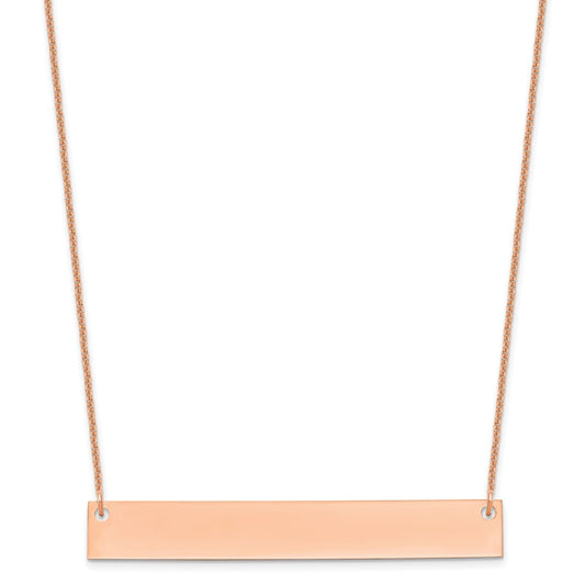 14k Rose Gold Large Blank Bar Necklace