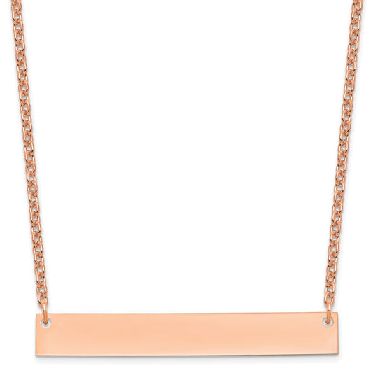 Sterling Silver/Rose-plated Large Blank Bar Necklace